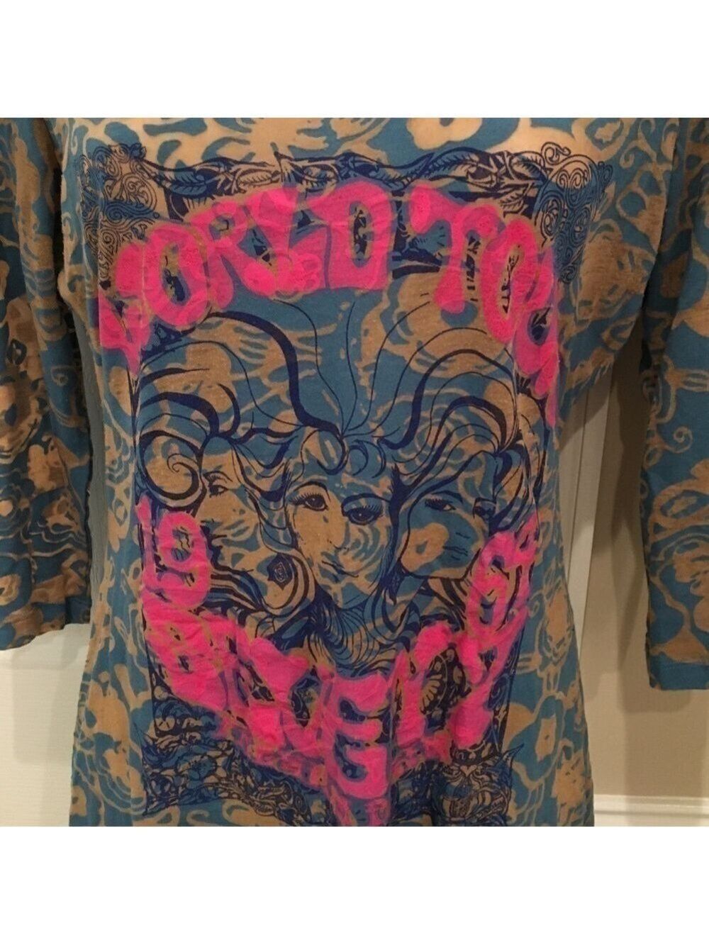 SEVEN7 Long Sleeve Burn-Out Tee Shirt - Picture 2 of 4